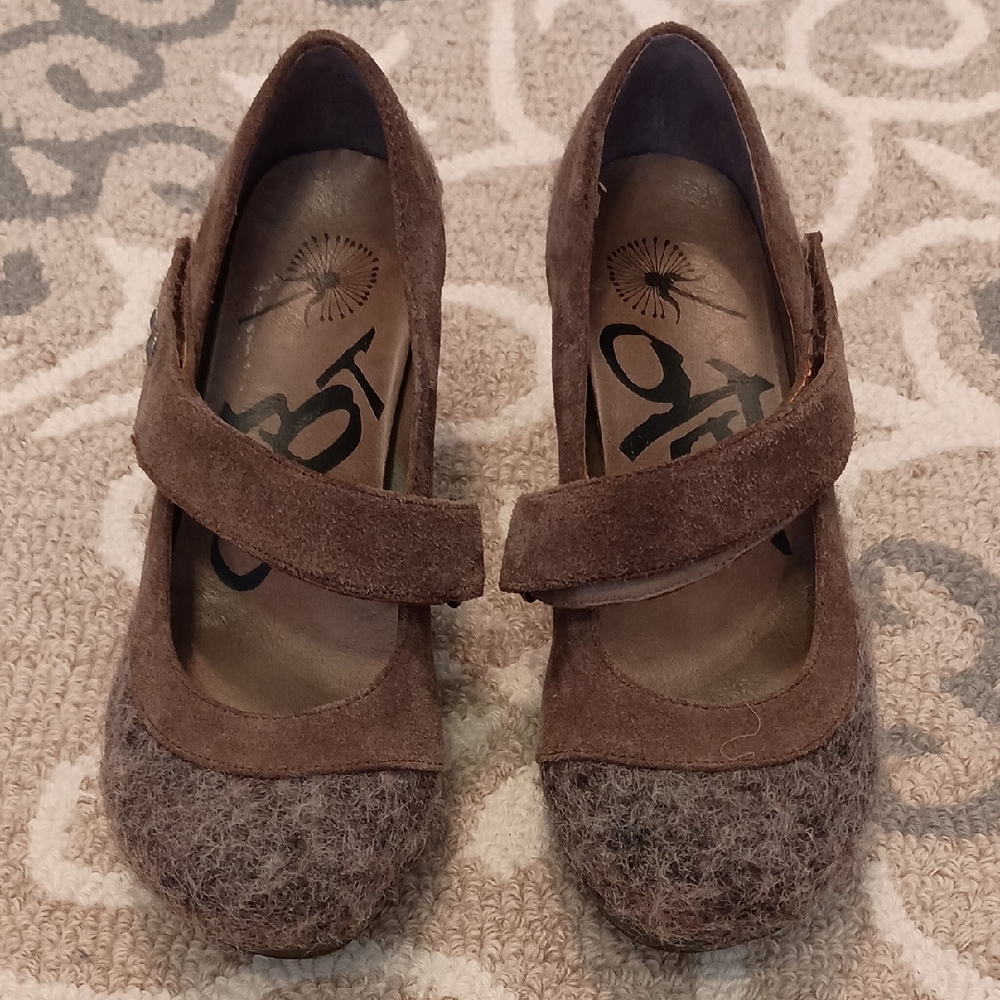 OTBT Suede & Wool  Wilder Mary Jane Wedges